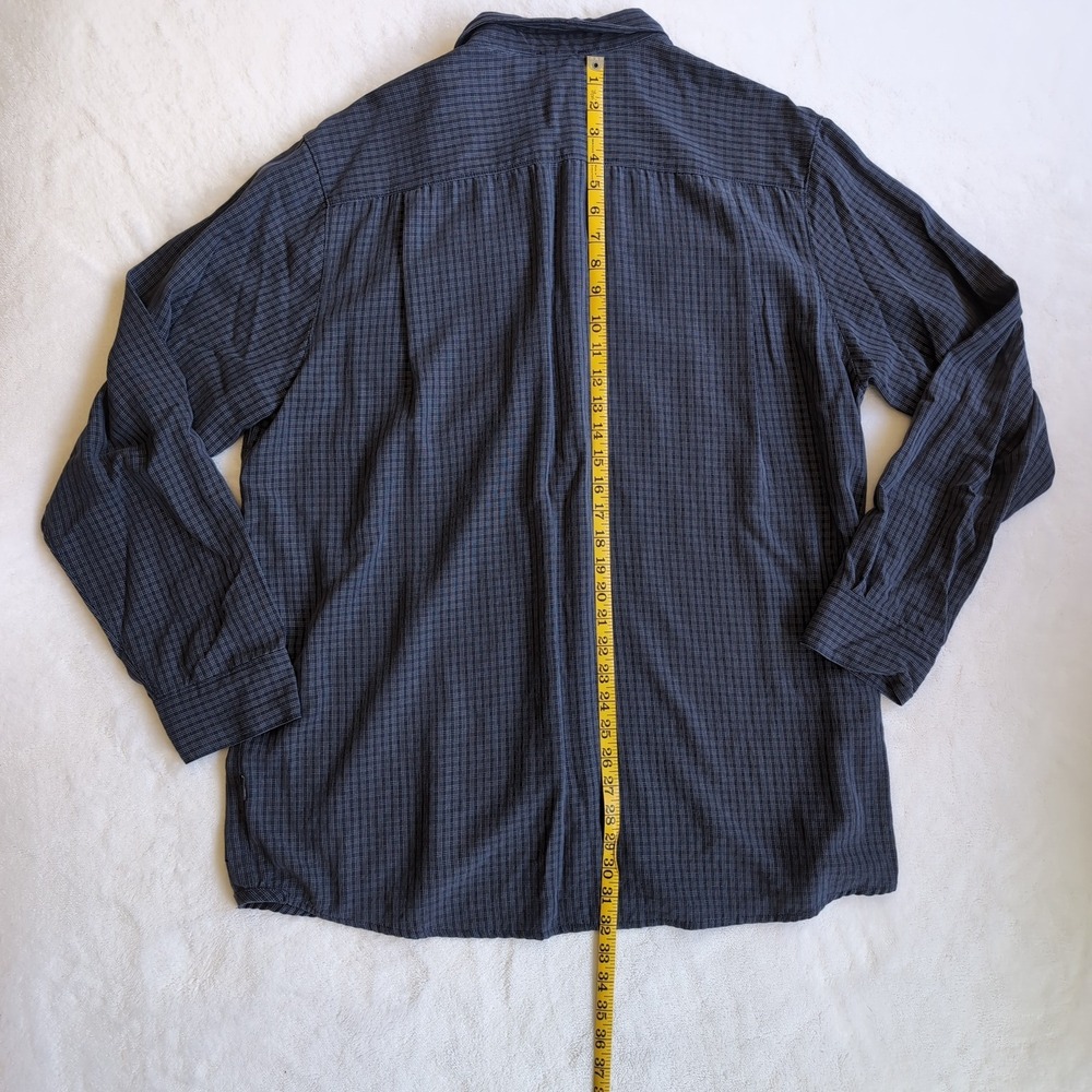 North Face Tekware Button Shirt Mens XL Blue Grid Long Sleeve Hiking Performance - Picture 7 of 8